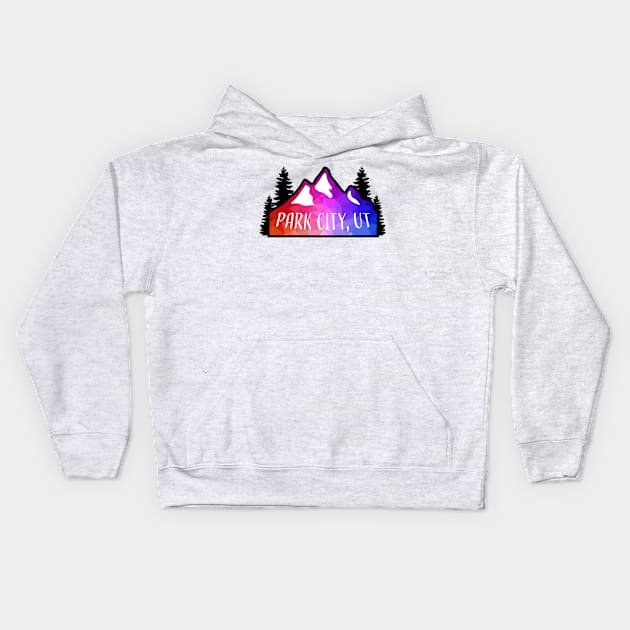 Geometric Colorful Mountain Park City, Utah Kids Hoodie by KlehmInTime